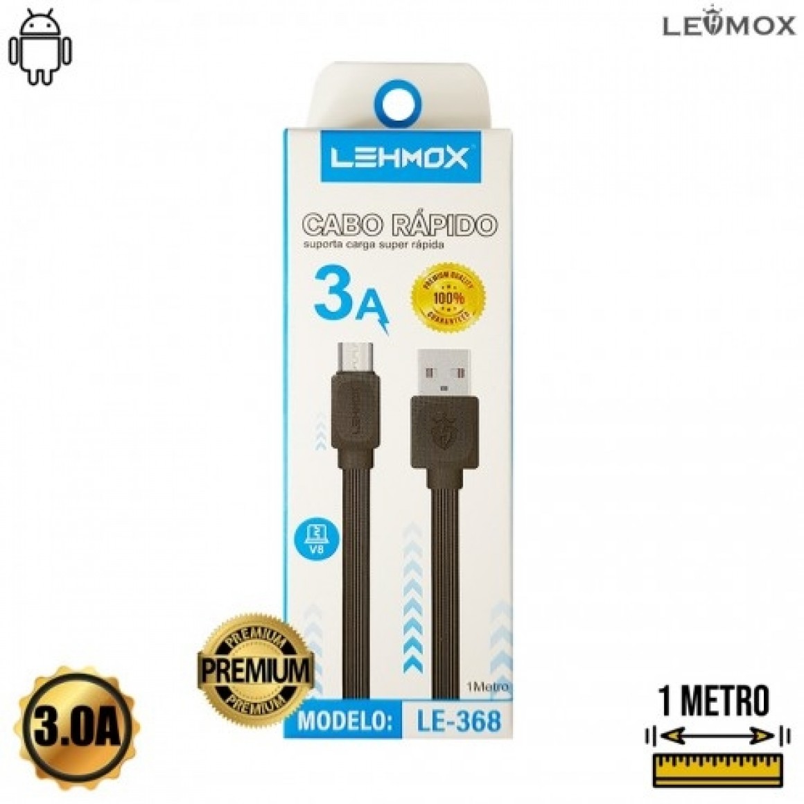 CABO RAPIDO MICRO USB V8 1M LEHMOX LE 368